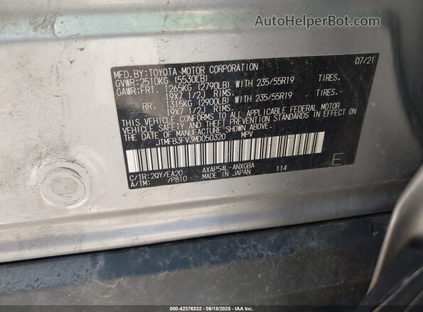 JTMFB3FV3MD050320 2021 TOYOTA RAV4 PRIME Silver Вид підкапотного простору
