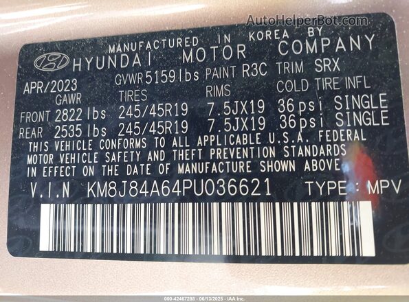 KM8J84A64PU036621 2023 HYUNDAI NEXO Brown Widok komory silnika