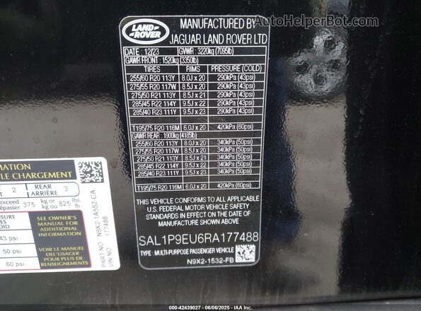 SAL1P9EU6RA177488 2024 LAND ROVER RANGE ROVER SPORT Black Вид підкапотного простору