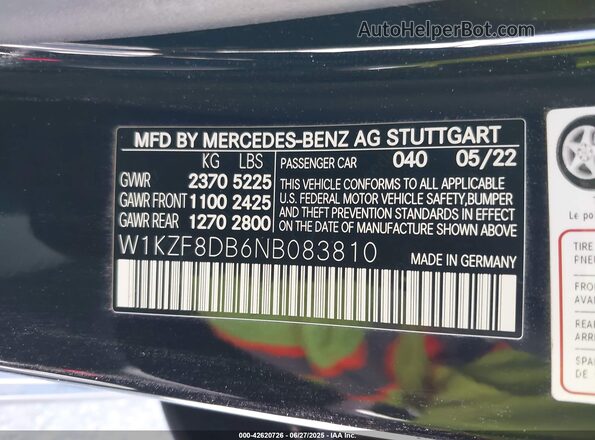 W1KZF8DB6NB083810 2022 MERCEDES-BENZ E-CLASS Черный Вид подкапотного пространства