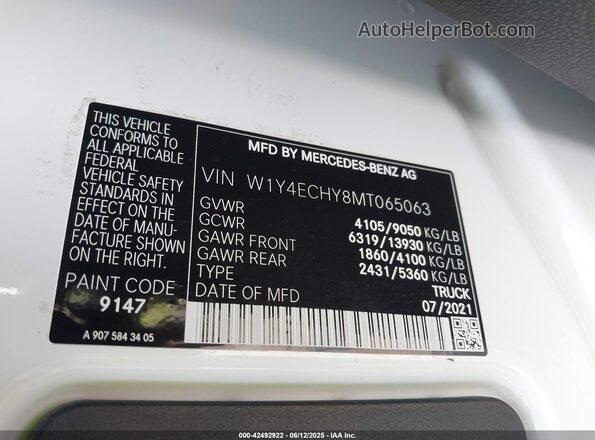 W1Y4ECHY8MT065063 2021 MERCEDES-BENZ SPRINTER Белый Вид подкапотного пространства