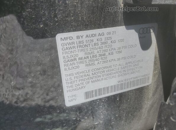 WA1EECF38M1149356 2021 AUDI Q3 Черный Вид наклейки с VIN-кодом