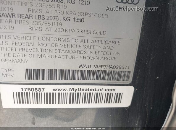 WA1L2AFP7HA028671 2017 AUDI Q5 Gray Вид підкапотного простору