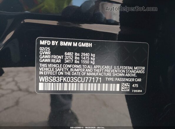 WBS83FK03SCU77171 2025 BMW M5 Черный Вид подкапотного пространства