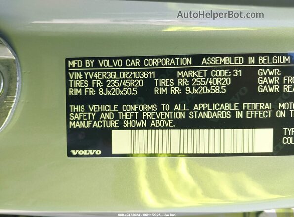 YV4ER3GL0R2103611 2024 VOLVO C40 RECHARGE PURE ELECTRIC Серый Вид подкапотного пространства