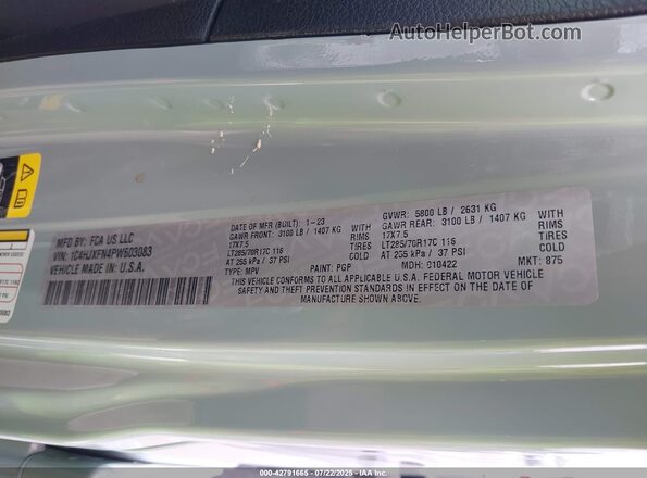 1C4HJXFN4PW603083 2023 JEEP WRANGLER Зеленый Вид подкапотного пространства