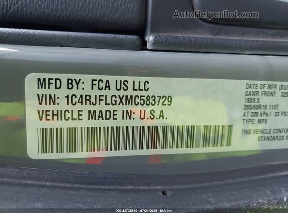 1C4RJFLGXMC583729 2021 JEEP GRAND CHEROKEE Gray Engine compartment view