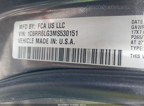 1C6RR6LG3MS530151 2021 RAM 1500 CLASSIC Gray Engine compartment view