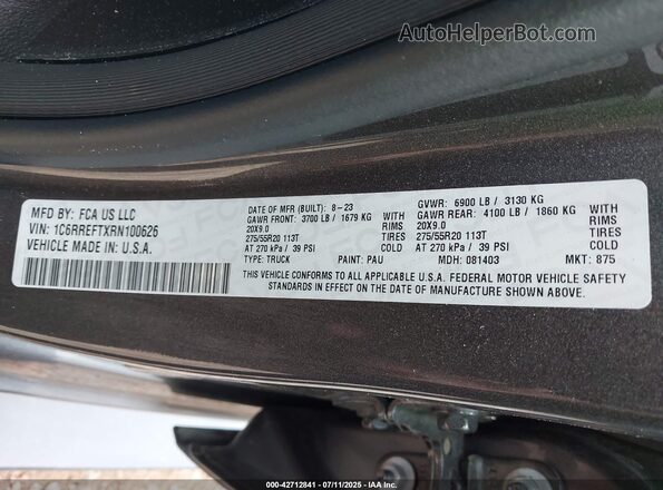 1C6RREFTXRN100626 2024 RAM 1500 Серый Вид подкапотного пространства