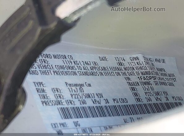 1FADP5FU6HL101757 2017 FORD C-MAX ENERGI Белый Вид подкапотного пространства