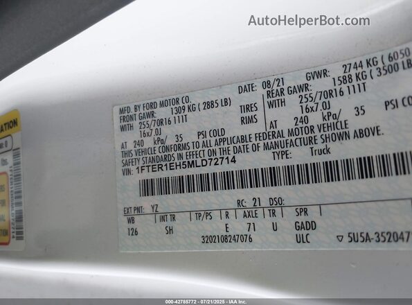 1FTER1EH5MLD72714 2021 FORD RANG White Widok komory silnika