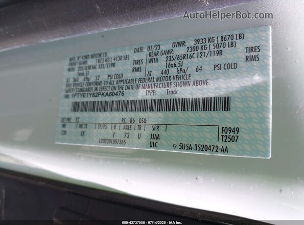 1FTYE1Y82PKA60476 2023 FORD TRANSIT-150 Белый Вид подкапотного пространства