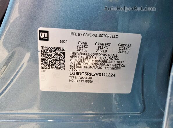 1G6DC5RK2R0111224 2024 CADILLAC CT4 Blue Vista del compartimento del motor