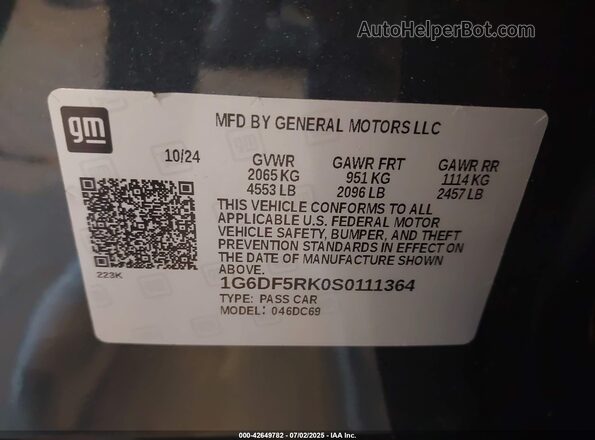 1G6DF5RK0S0111364 2025 CADILLAC CT4 Gray ძრავის განყოფილების ხედი