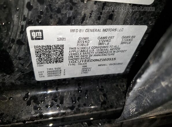 1GCUYEED0NZ160515 2022 CHEVROLET 1500 Black ძრავის განყოფილების ხედი