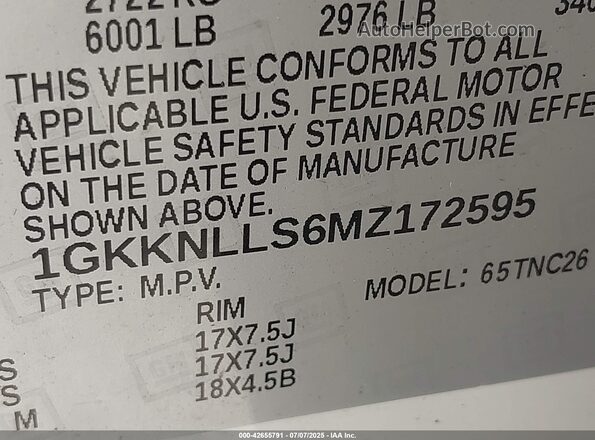 1GKKNLLS6MZ172595 2021 GMC ACADIA Белый Вид подкапотного пространства