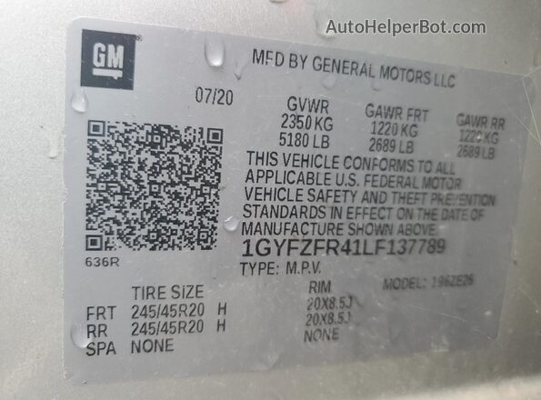 1GYFZFR41LF137789 2020 CADILLAC XT4 Silver Widok wnętrza 360 stopni