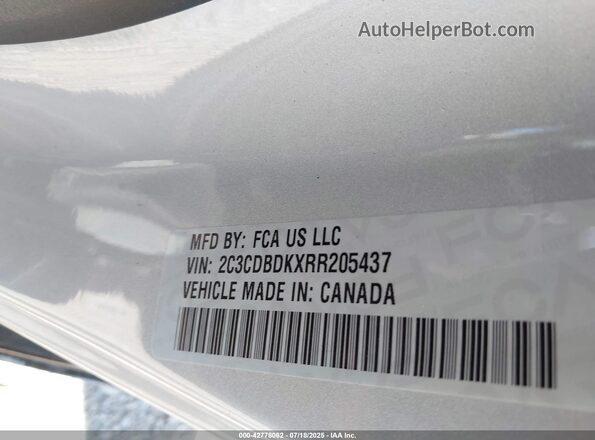 2C3CDBDKXRR205437 2024 DODGE CHARGER Silver ძრავის განყოფილების ხედი