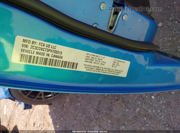 2C3CDXCT3PH703313 2023 DODGE CHARGER Синий Вид подкапотного пространства