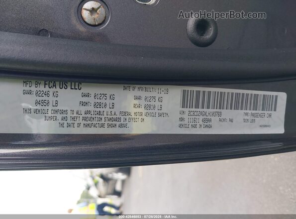 2C3CDZAGXLH103769 2020 DODGE CHALLENGER Gray Engine compartment view