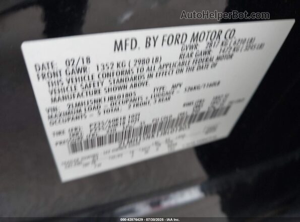 2LMHJ5NK1JBL01805 2018 LINCOLN MKT Black Widok komory silnika