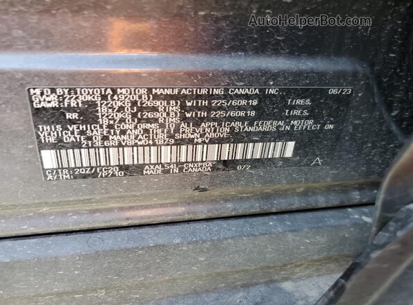 2T3E6RFV8PW041879 2023 TOYOTA RAV4 Gray Вид наклейки з VIN-кодом