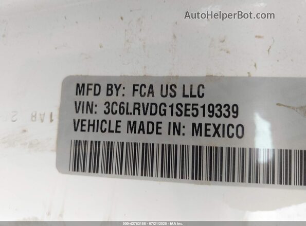 3C6LRVDG1SE519339 2025 RAM PROMASTER 2500 Белый Вид наклейки с VIN-кодом