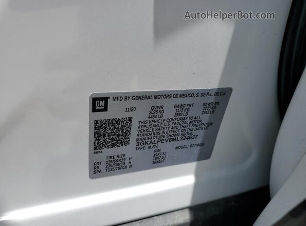 3GKALPEV8ML334637 2021 GMC TERRAIN White Вид підкапотного простору