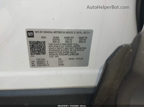 3GKALTEG4PL239135 2023 GMC TERRAIN Белый Вид подкапотного пространства