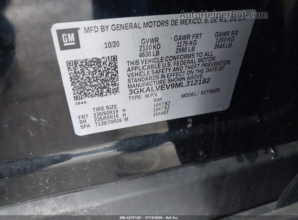 3GKALVEV9ML312182 2021 GMC TERRAIN Black Engine compartment view