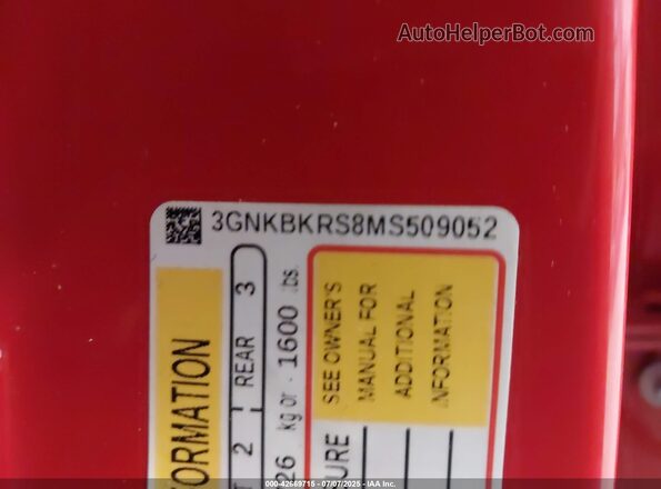 3GNKBKRS8MS509052 2021 CHEVROLET BLAZER Red Вид підкапотного простору