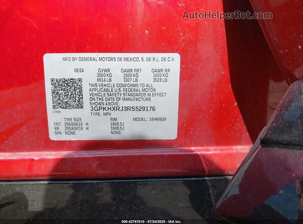 3GPKHXRJ3RS529176 2024 HONDA PROLOGUE Красный Вид задних сидений
