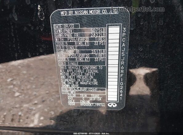 3PCAJ5JR6RF102641 2024 INFINITI QX55 Black Widok komory silnika