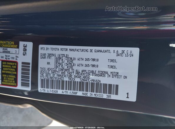 3TYLC5LN0ST016423 2025 TOYOTA TACOMA HYBRID Gray Շարժիչի բաժամունքի տեսք