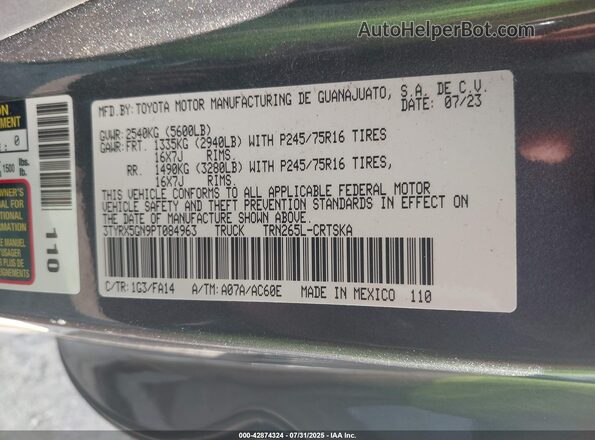 3TYRX5GN9PT084963 2023 TOYOTA TACOMA Gray Engine compartment view
