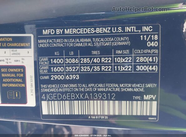 4JGED6EBXKA139312 2019 MERCEDES-BENZ AMG GLE 43 COUPE Black Widok komory silnika