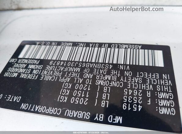 4S3BNAB65J3014879 2018 SUBARU LEGACY White Շարժիչի բաժամունքի տեսք