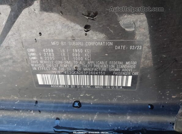 4S3GKAD65P3604150 2023 SUBARU IMPREZA Черный Вид подкапотного пространства