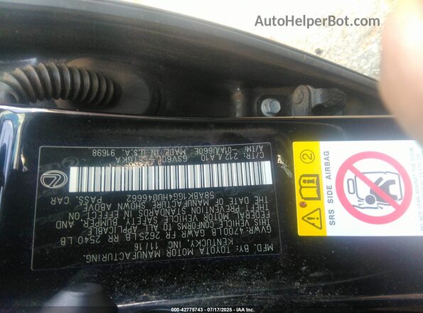 58ABK1GG4HU046662 2017 LEXUS ES 350 Black ძრავის განყოფილების ხედი