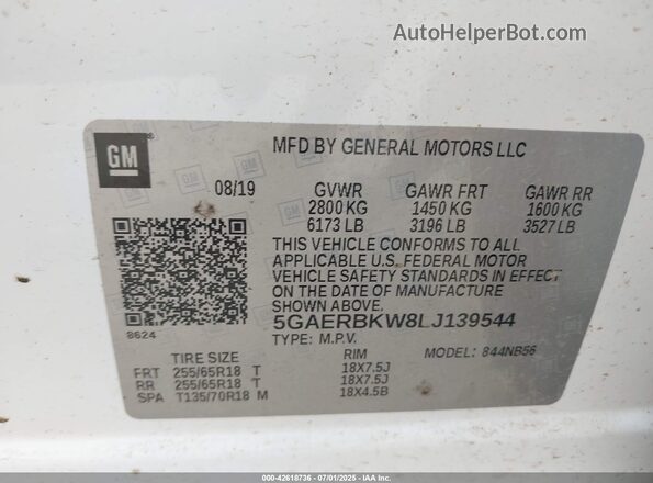 5GAERBKW8LJ139544 2020 BUICK ENCLAVE White Engine compartment view