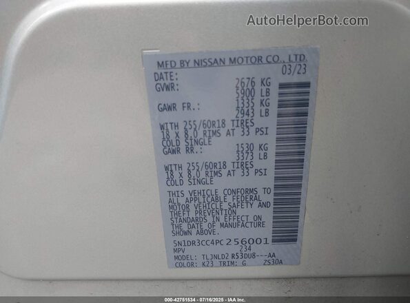 5N1DR3CC4PC256001 2023 NISSAN PATHFINDER Silver Widok komory silnika