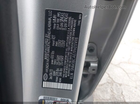 5NMJBCAE7PH217498 2023 HYUNDAI TUCSON Серебряный Вид подкапотного пространства