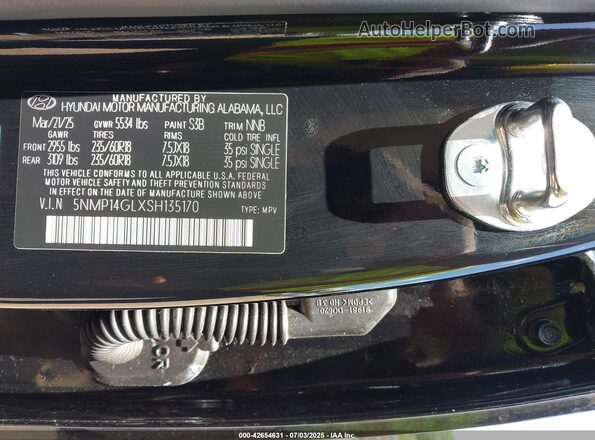5NMP14GLXSH135170 2025 HYUNDAI SANTA FE Черный Вид подкапотного пространства