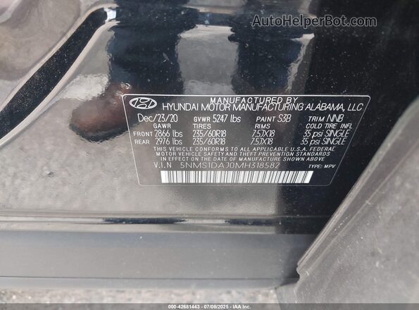 5NMS1DAJ0MH318582 2021 HYUNDAI SANTA FE Черный Вид подкапотного пространства