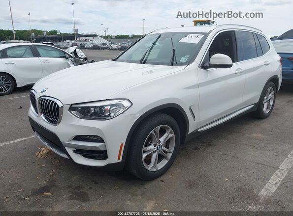 5UXTY5C09M9G40922 2021 BMW X3 White Առջևի ձախ երեք քառորդ տեսարան