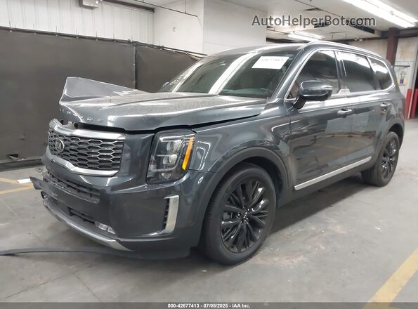 5XYP54HC3MG129095 2021 KIA TELLURIDE Gray წინა მარცხენა ხედი სამი მეოთხედიდან