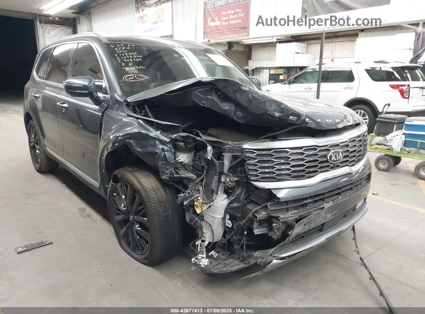 5XYP54HC3MG129095 2021 KIA TELLURIDE Gray წინა ხედი