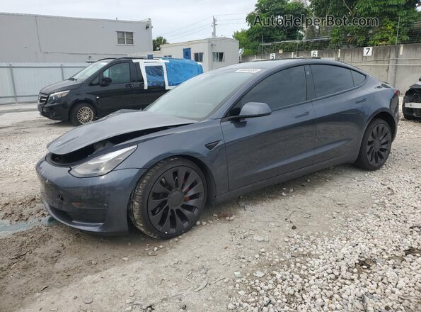 5YJ3E1EC0MF045177 2021 TESLA MODEL Серый Передняя левая четверть