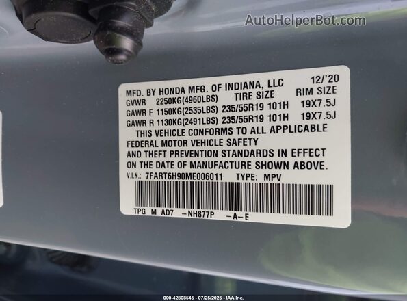 7FART6H90ME006011 2021 HONDA CR-V Blue Вид підкапотного простору