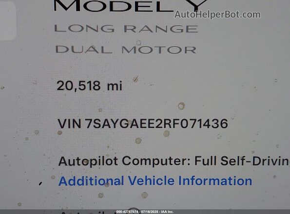 7SAYGAEE2RF071436 2024 TESLA MODEL Y Gray 